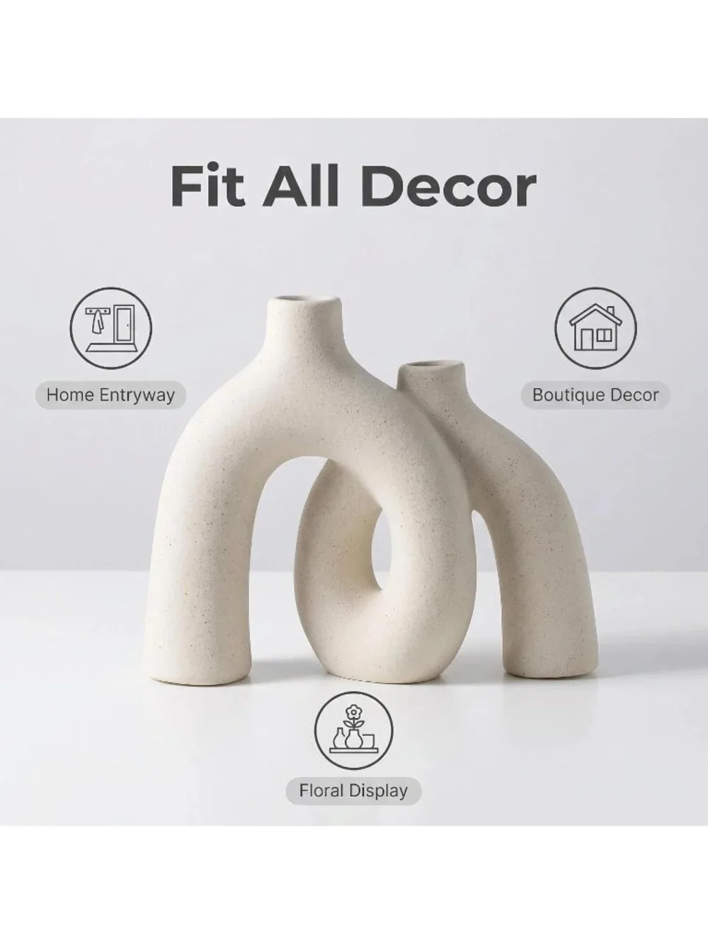 Elegant Modern Beige Matte Ceramic Vase Set For Living Room Bookshelf Home Deco